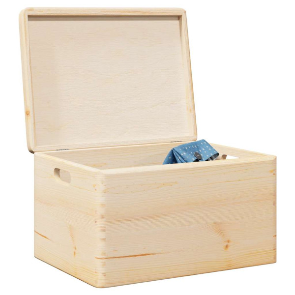 Caja de madera con tapa y asas madera maciza pino 40x30x23 cm D