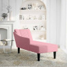 Chaise longue con reposabrazos derecho terciopelo rosa 2