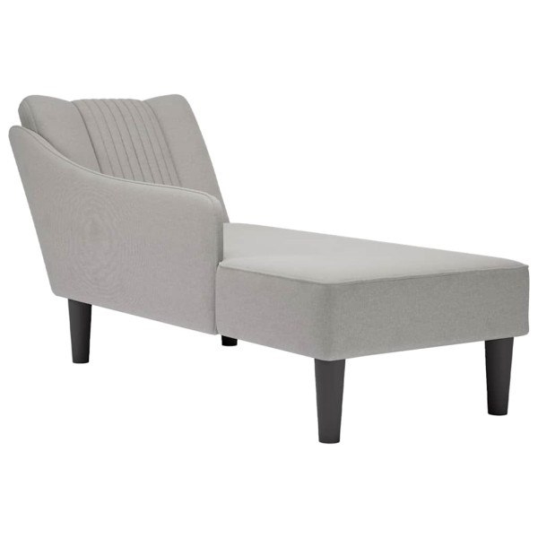 Chaise longue con reposabrazos derecho tela gris nube D