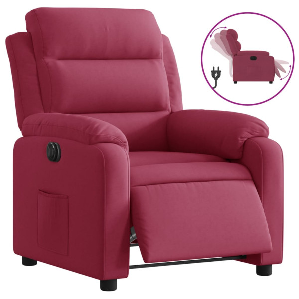 Sillón reclinable eléctrico de terciopelo rojo tinto M 2