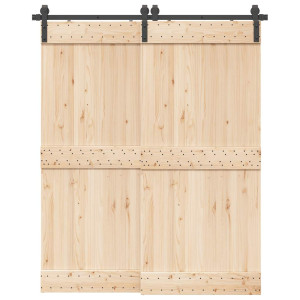 Kit de herrajes para puertas correderas acero negro 183 cm D