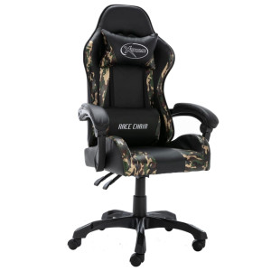 Silla gaming de cuero sintético negro y camuflaje D