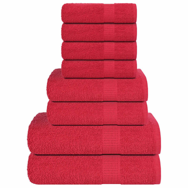 Toalha conjunto 8 peças 100% algodão vermelho 360 gsm D