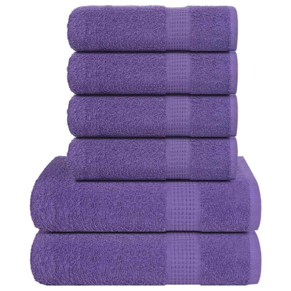 Juego de toallas 6 piezas 100% algodón morado 360 gsm D