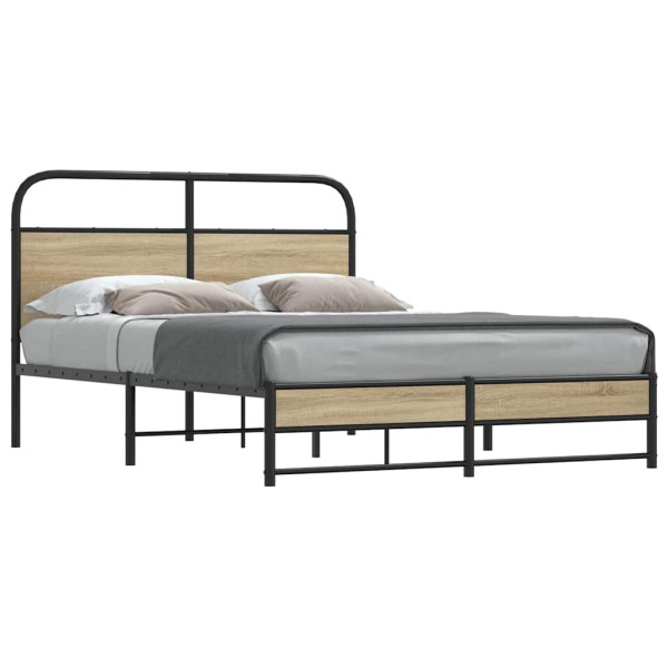 Estructura de cama sin colchón 120x200 cm madera roble ahumado Estructura de cama sin colchón 120x200 cm madera roble ahumado D