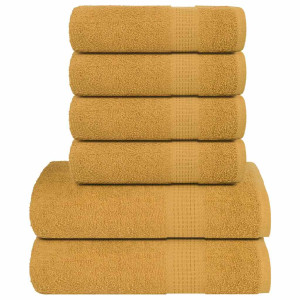 Toalha conjunto 6 peças 100% algodão amarelo 360 gsm D