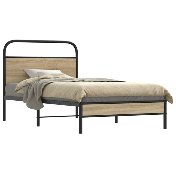 Estructura cama sin colchón 107x203 cm madera roble ahumado Estructura cama sin colchón 107x203 cm madera roble ahumado D