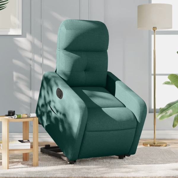 Sillón eléctrico reclinable elevable de tela verde oscuro D