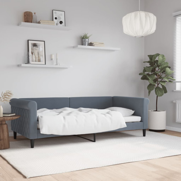 Sofá cama terciopelo gris oscuro 90x190 cm Sofá cama terciopelo gris oscuro 90x190 cm D