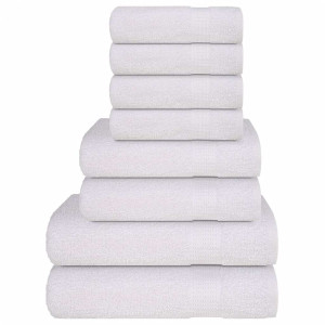 Toalha conjunto 8 peças 100% algodão branco 360 gsm D