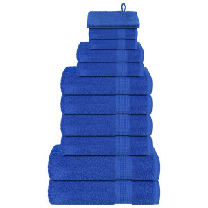 Toalha conjunto 12 peças 100% algodão azul 360 gsm D