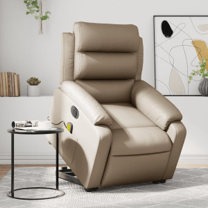 Sillón reclinable de masaje eléctrico cuero sintético capuchino D