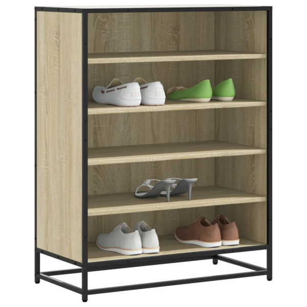 Zapatero de madera y metal roble Sonoma 75x38x97.5 cm D