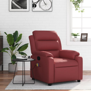 Reclining cadeira de massagem de couro sintético vermelho D