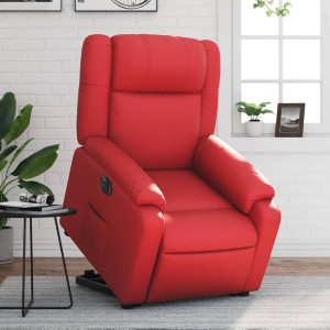 Sillón elevable eléctrico cuero artificial rojo D