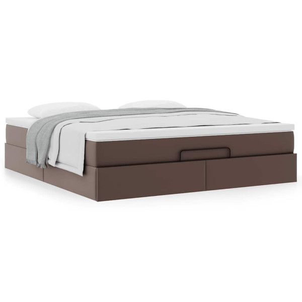 Estructura cama otomana colchón cuero sintético marrón Estructura cama otomana colchón cuero sintético marrón D