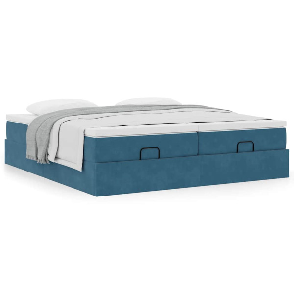 Estructura de cama otomana colchones terciopelo azul oscuro Estructura de cama otomana colchones terciopelo azul oscuro D