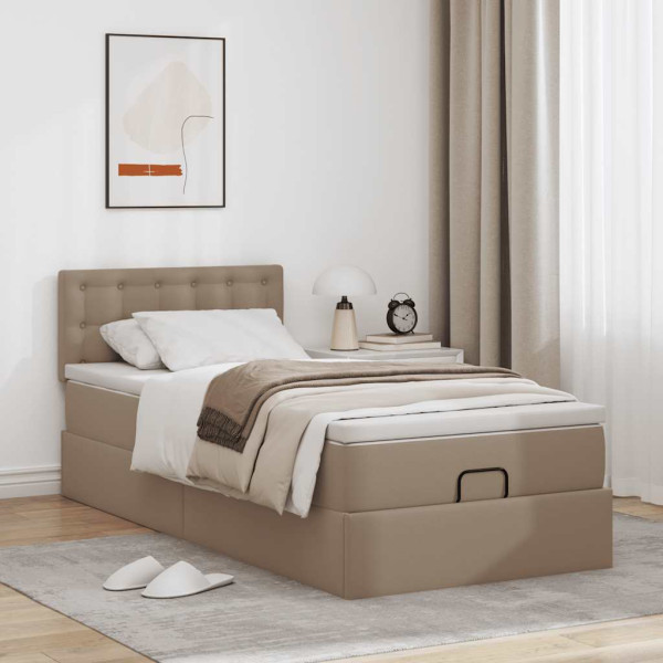 Estructura cama otomana colchón cappucino cuero sintético Estructura cama otomana colchón cappucino cuero sintético D