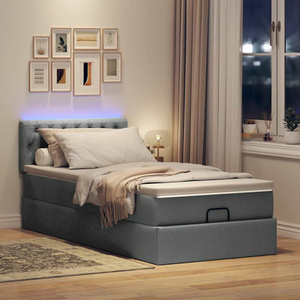Estructura cama otomana colchón tela gris oscuro Estructura cama otomana colchón tela gris oscuro D