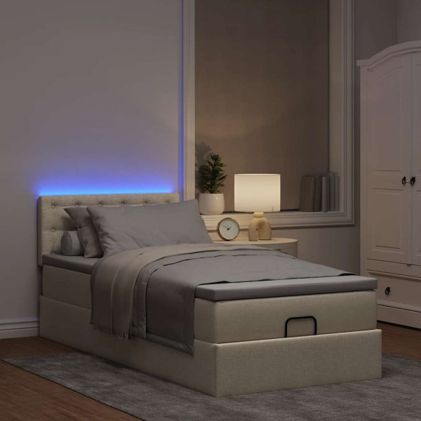 Cama otomana con colchón crema 90x200 cm tela Cama otomana con colchón crema 90x200 cm tela D