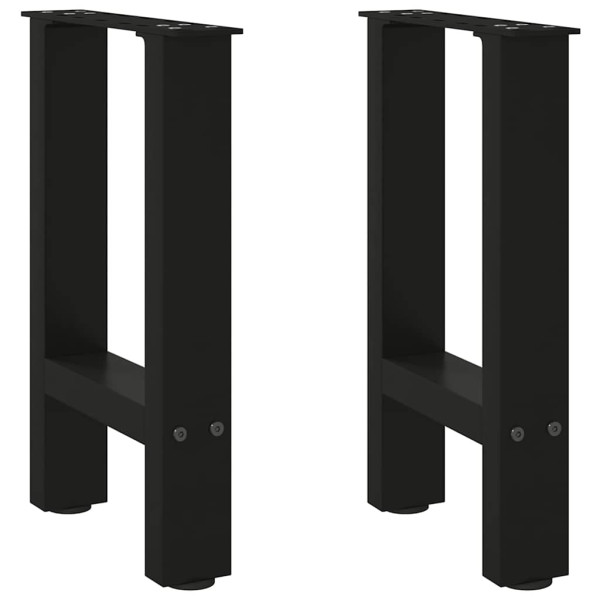 Pés de mesa de aço preto 2 pcs 38x (42-43) cm D