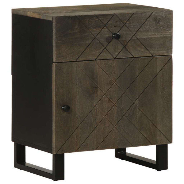 Mesita de noche madera maciza de mango negra 50x33x60 cm D