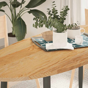 Tablero de mesa ovalado madera maciza de roble 140x60x2 cm D