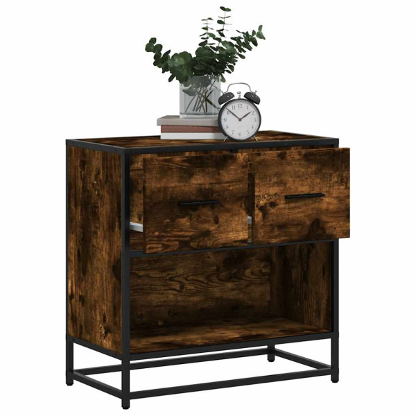 Mesita de noche roble ahumado 60x31x60 cm madera contrachapada D