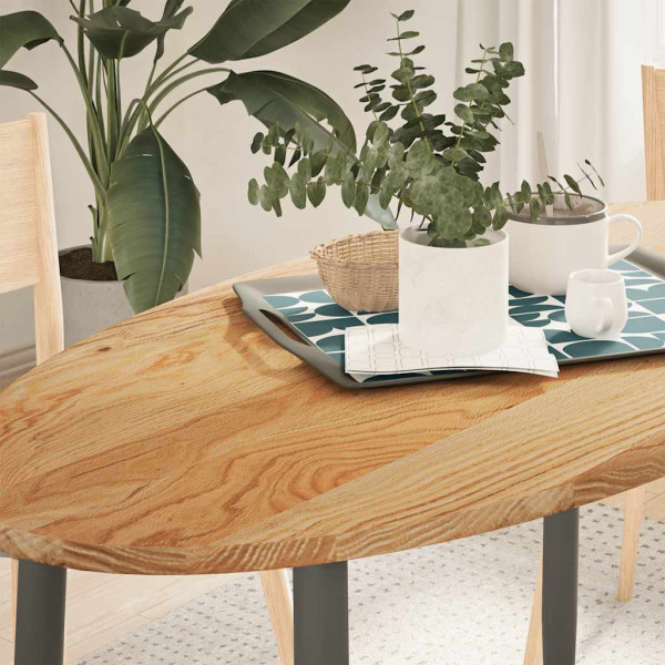 Tablero de mesa ovalado madera maciza de roble 120x60x2 cm D