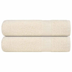 Toallas de mano 2 uds 100% algodón crema 50x100 cm 360 gsm D