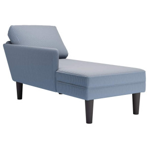 Chaise longue com almofada de veludo cotelê azul D