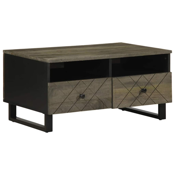 Mesa de centro madera maciza de mango negra 80x54x40 cm Mesa de centro madera maciza de mango negra 80x54x40 cm D