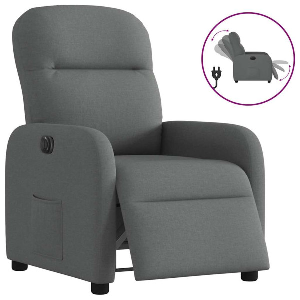 Sillón reclinable eléctrico de tela gris oscuro D