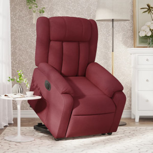 Sillón eléctrico reclinable elevable de tela rojo tinto D