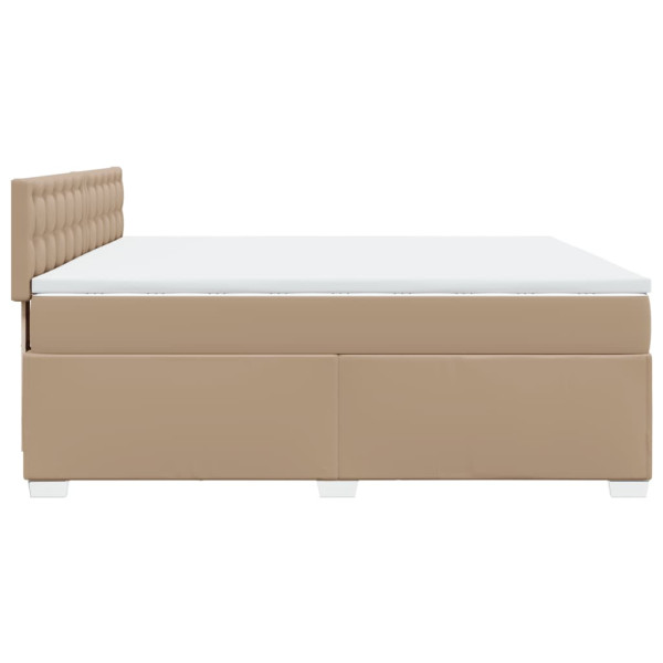 Cama box spring con colchón cuero sintético capuchino 200x200cm M 5