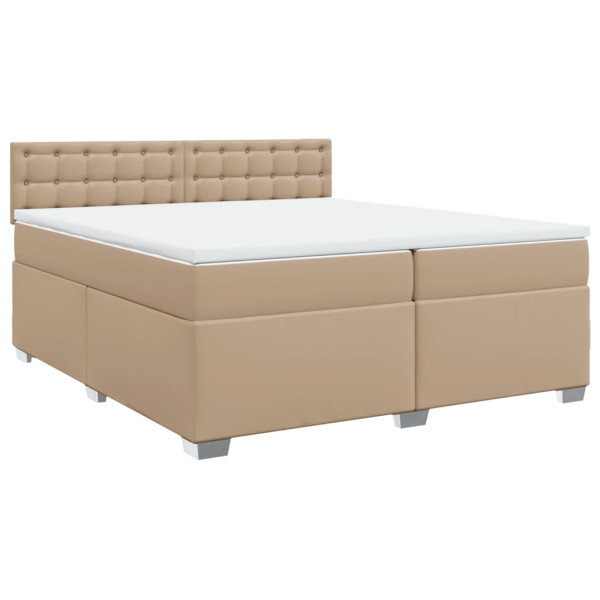 Cama box spring con colchón cuero sintético capuchino 200x200cm M 3