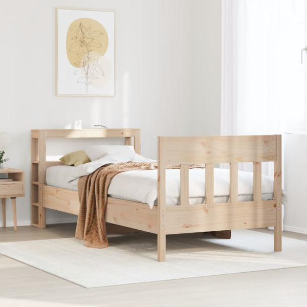Estructura de cama sin colchón madera maciza pino 75x190 cm Estructura de cama sin colchón madera maciza pino 75x190 cm D