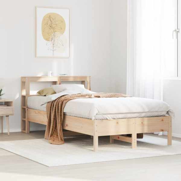 Estructura de cama sin colchón madera maciza pino 75x190 cm Estructura de cama sin colchón madera maciza pino 75x190 cm D