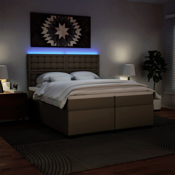 Cama box spring con colchón cuero sintético capuchino 200x200cm M 5