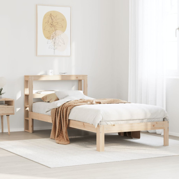 Estructura de cama con cabecero madera maciza pino 75x190 cm Estructura de cama con cabecero madera maciza pino 75x190 cm D