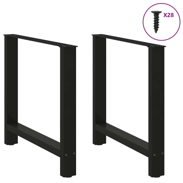 Pés de mesa de aço preto 2 pcs 70x (72-73) cm D