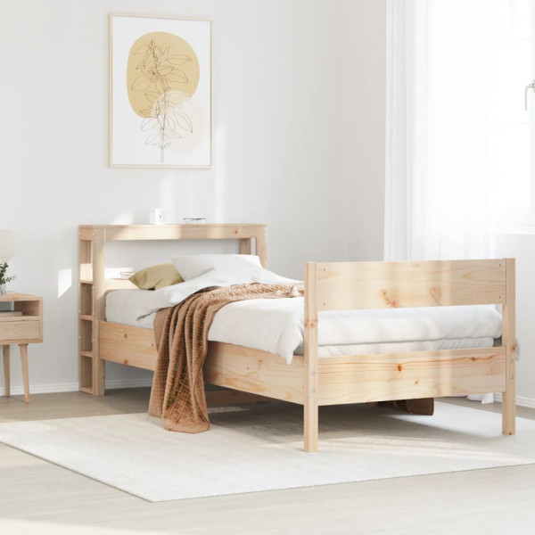 Estructura de cama sin colchón madera maciza pino 75x190 cm Estructura de cama sin colchón madera maciza pino 75x190 cm D