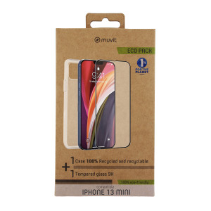 Capa Muvit para iPhone 13 mini + protetor de tela de vidro temperado plano moldura preta D