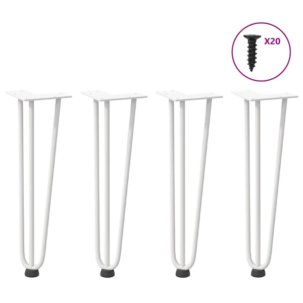 Tabela pernas garfo tipo 4 pcs branco aço sólido 42 cm D