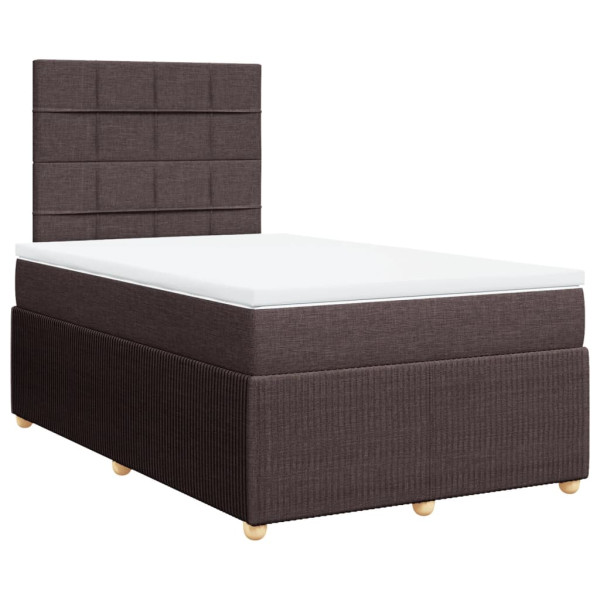 Cama box spring con colchón tela marrón oscuro 120x190 cm M 3