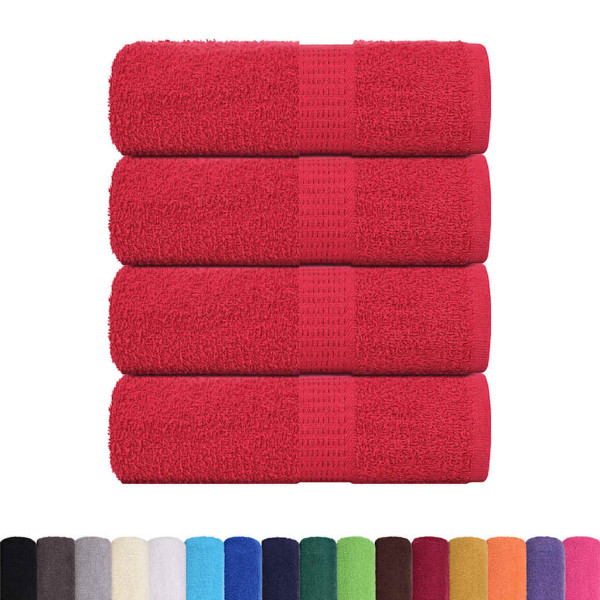 Toallas 4 uds 100% algodón rojo 30x30 cm 360 gsm M 2