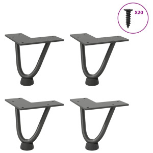 Patas de mesa tipo horquilla 4 uds acero macizo antracita 10 cm D