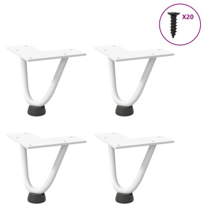 Patas de mesa tipo horquilla 4 uds acero macizo blanco 10 cm D