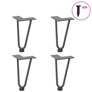 Patas de mesa tipo horquilla 4 uds acero macizo antracita 20 cm D