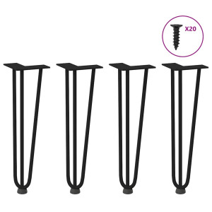 Patas de mesa tipo horquilla 4 uds acero macizo negro 42 cm D